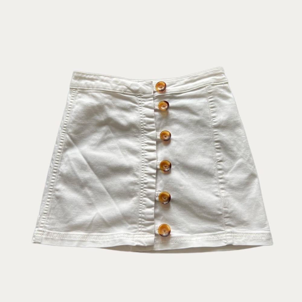 Free People Little Daisies White Button Front Mini Skirt Size 4
